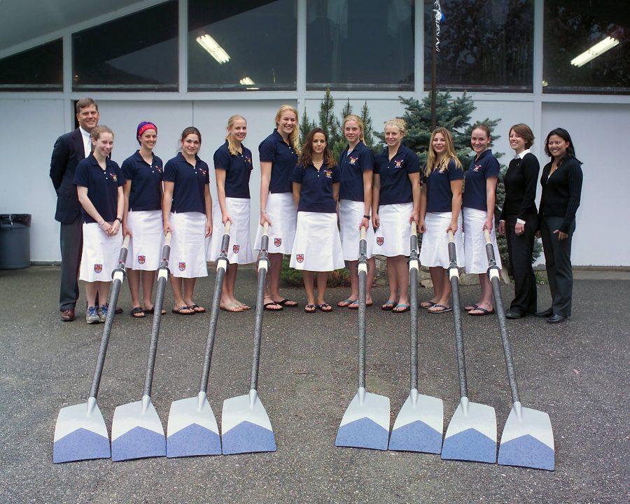 Christine Roper 08, sixth from left, in her Kent rowing days. 