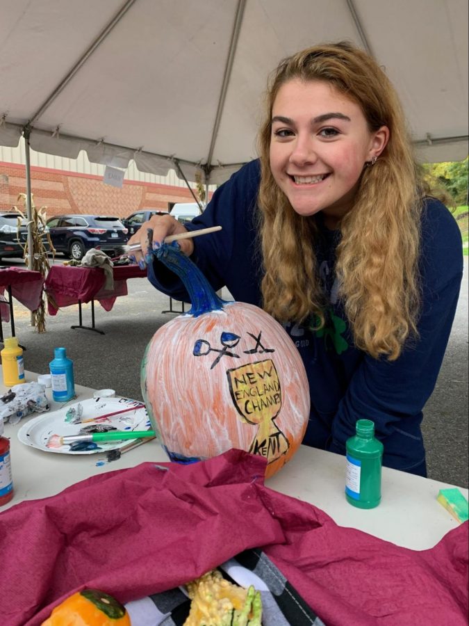 Fadiman and her first place pumpkin at the Fall Fest. 