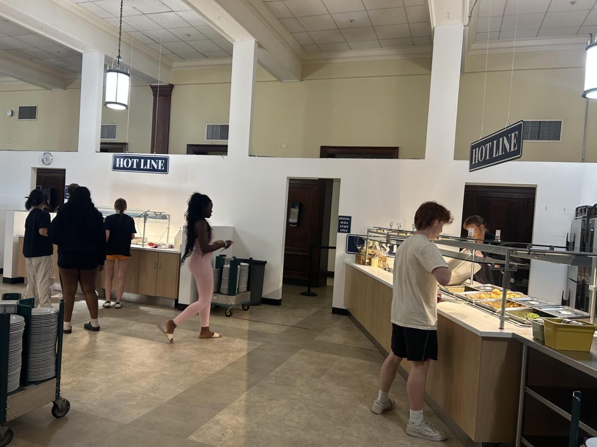 The temporary servery of the Kent School dining hall