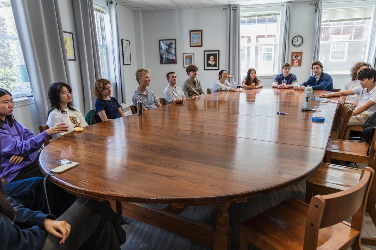A history class meets in Foley Hall